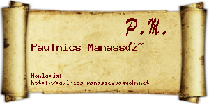Paulnics Manassé névjegykártya